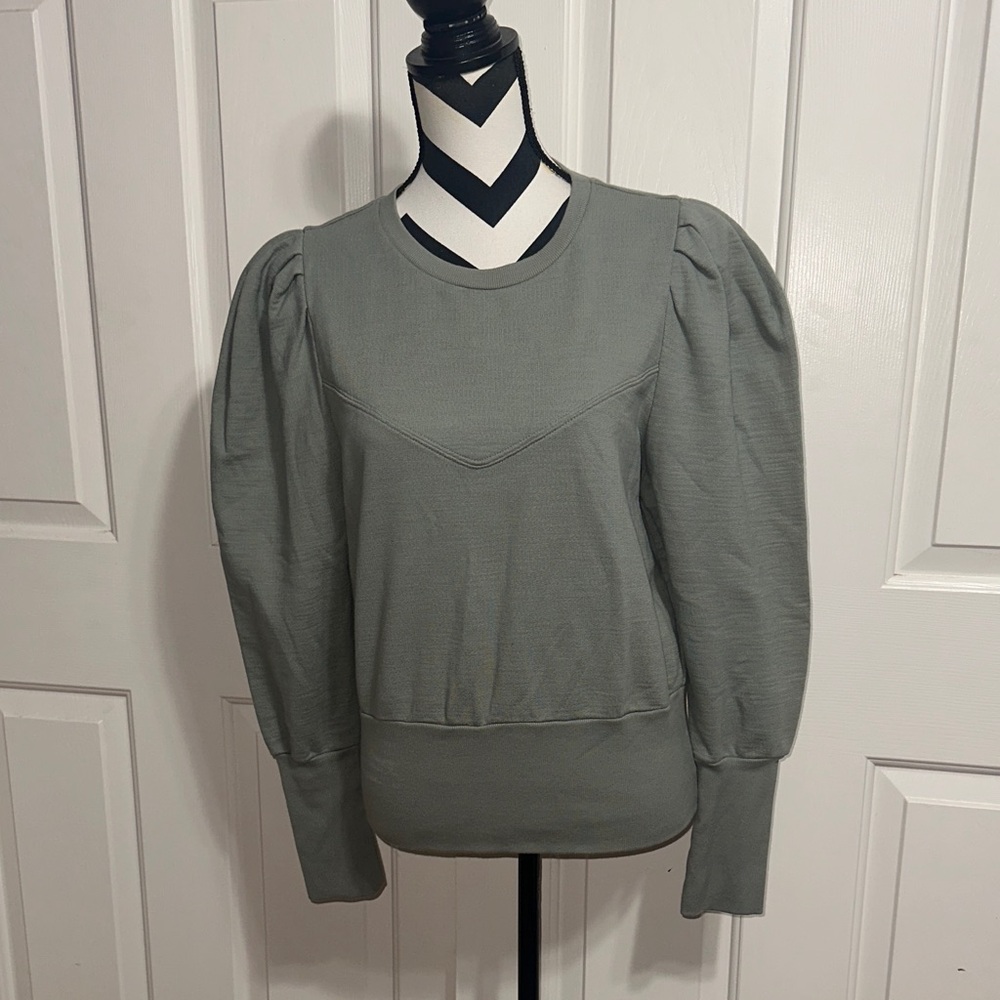 AG Adriano Goldschmied Green Puff Sleeve Sweatshirt